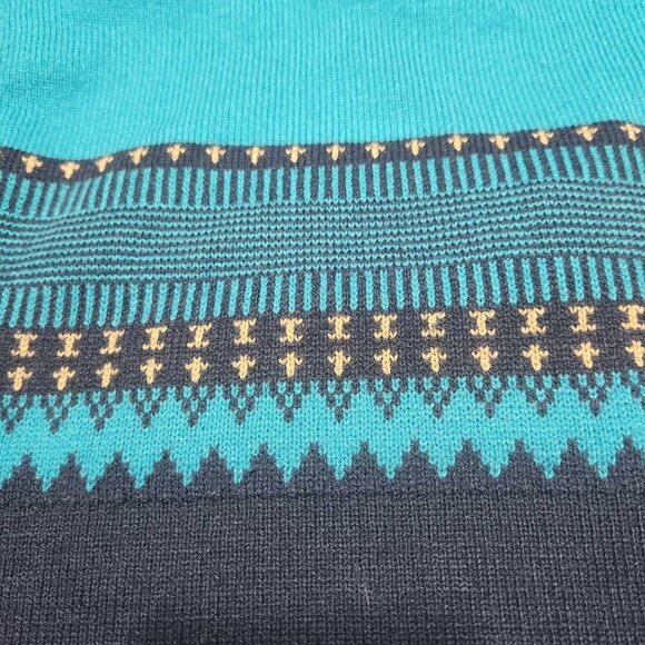 Vintage 80s Icelandic blue wool isle print knit sweater ✦ Holidays sweater ✦ - Picture 9 of 15